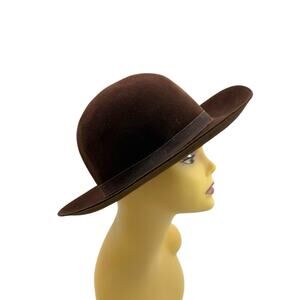 Dark Brown Wool Felt Womens Fedora by Designer Hat Attack Tally Ho New York Read